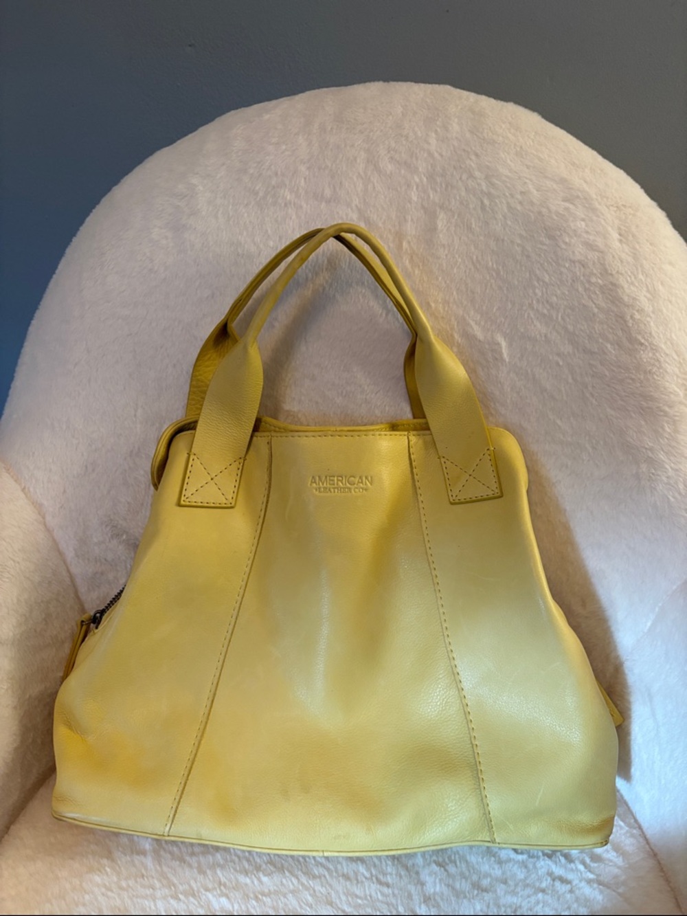 American Leather Co butter yellow leather tote